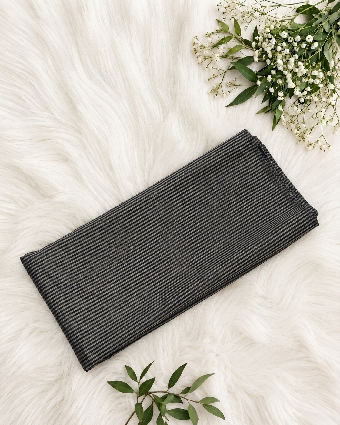 Charcoal black tissue brocade fabric bottom by S Fabs, showcasing rich textured material and intricate woven design.