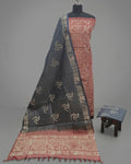 KHADI SILK CRACK BATIK  CHUDI SETS -TERRACOTTA WITH SLATE GREY